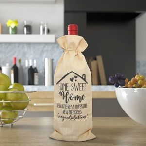 Home Sweet Home Burlap Wine Bag